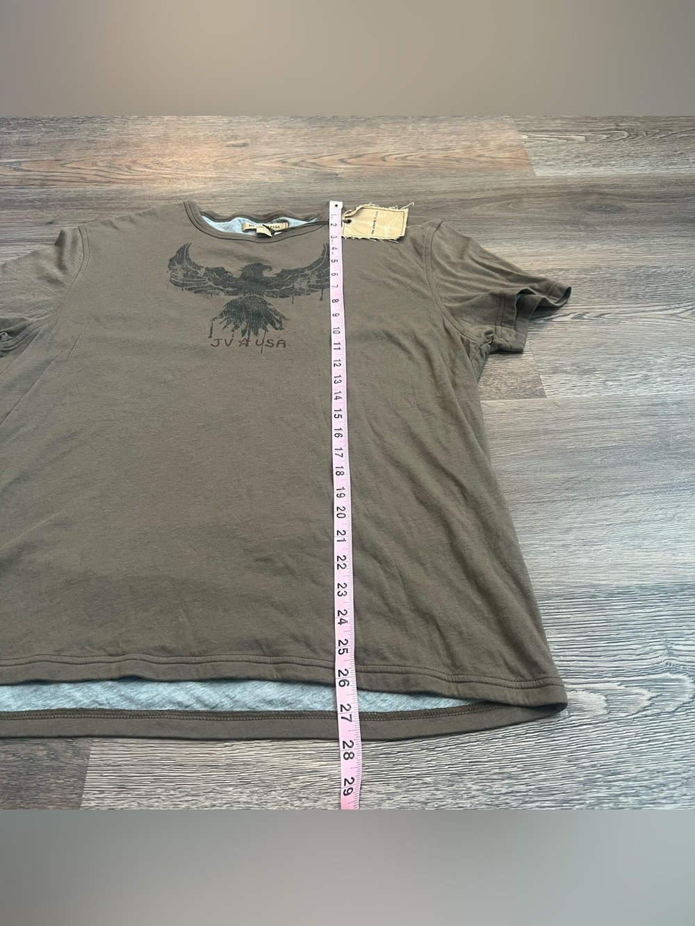 USA John Varvatos USA Eagle Graphic T-Shirt Men’s Large Brown Distressed Rocker - Picture 11 of 11